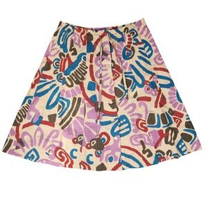 Joyce Sportswear Vintage Abstract Print Button Front Skirt Size 13 14 Artsy